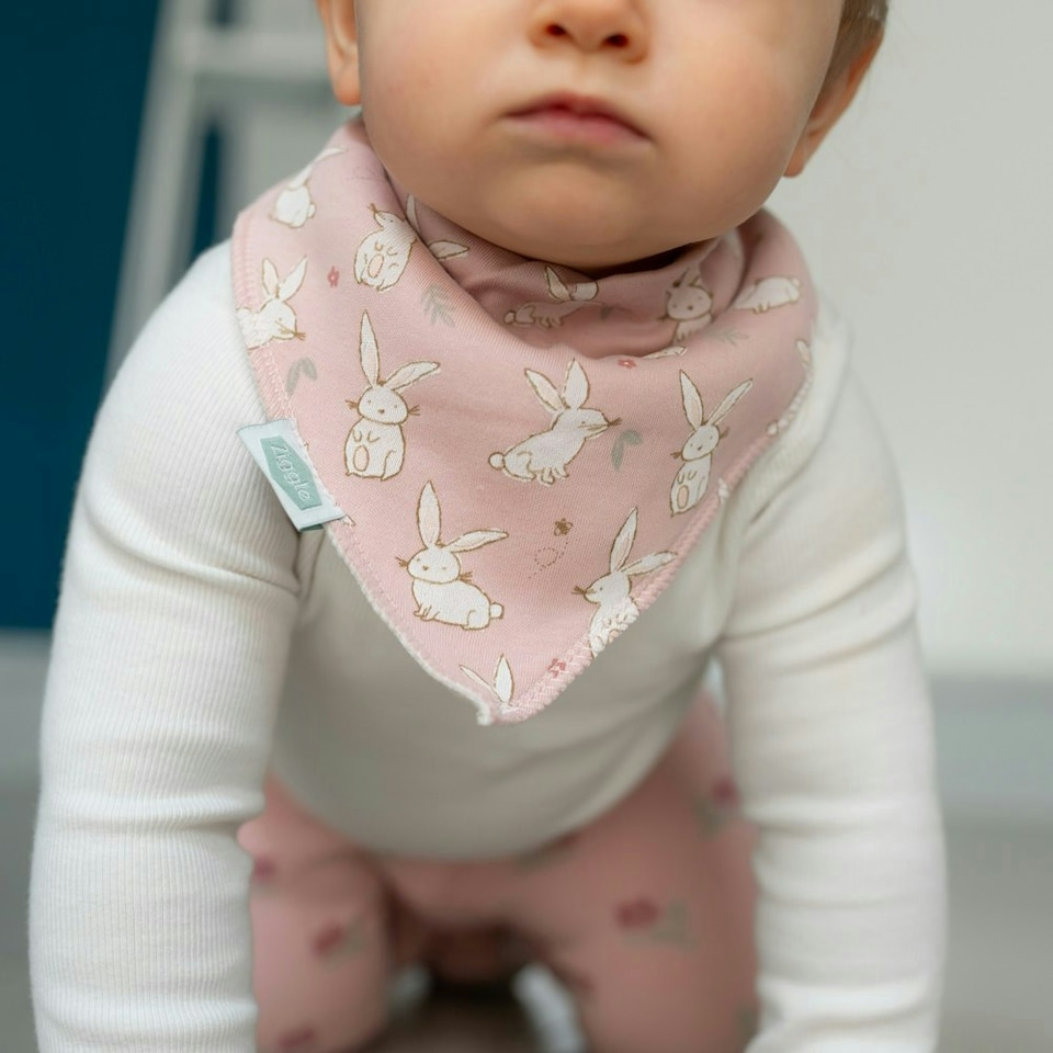 image 1 of Ziggle Baby Dribble Bib Bunnies | Pink | One Size | 1