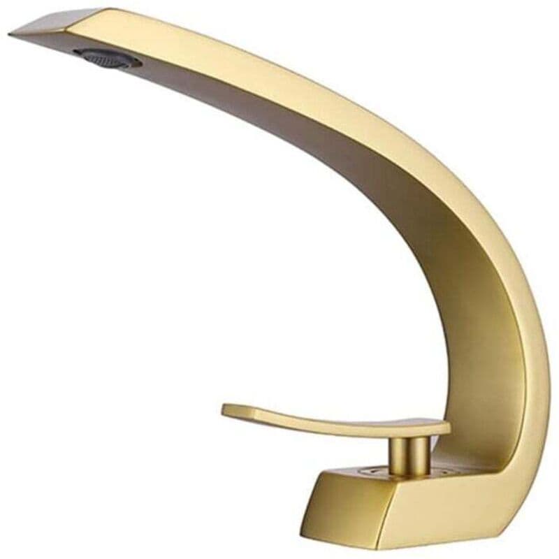 Bathroom sink faucet, modern elegant design brass basin faucet hot and cold water available, ceramic valve, brushed gold