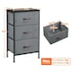 image 3 of Yaheetech Lightweight Fabric Storage Tower with 3 Drawers Grey | Dark Grey
