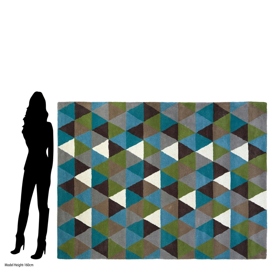 image 1 of Interiors by Premier Multicoloured Large Geometric Rug, Hand Tufted Cotton Wool Blend Area Rug, Colourful Patterned Rug Multi