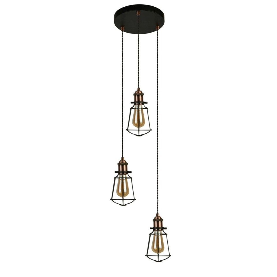 image 1 of Burns 3 Light Copper & Black Ceiling Pendant