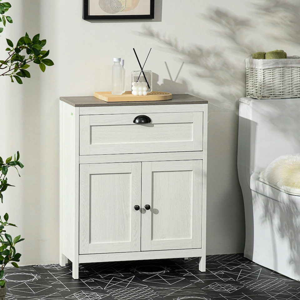 image 1 of kleankin Bathroom Storage Cabinet Freestanding Storage Cupboard with Drawer