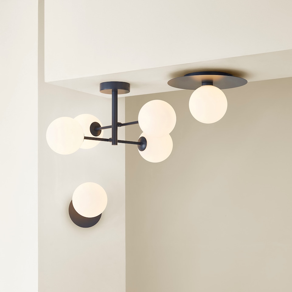 image 1 of ValueLights Darla Navy Frosted Globe Bathroom Wall Light | Blue