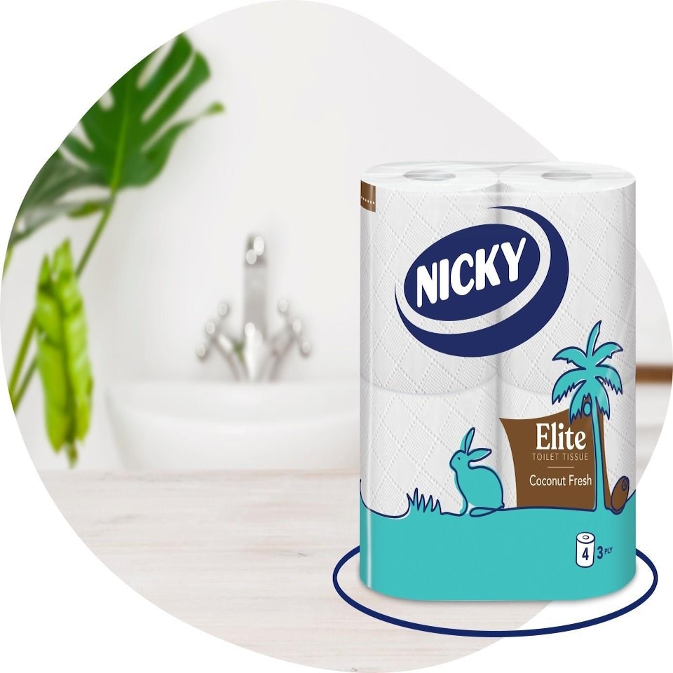 image 1 of Nicky Elite Toilet Tissue Rolls With Coconut Fresh Soft 3 Ply White Paper