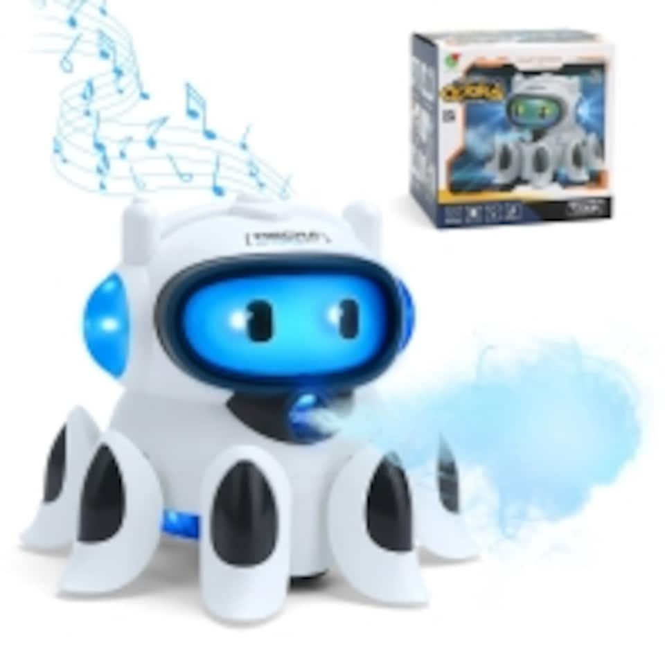 image 1 of Children’s Mechanical Octopus Toy – Universal Wheel Crawling Training Toy with Omnidirectional Lights, Sounds, Spray & Movement