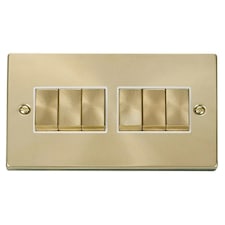 SE HOME Satin Brushed Brass 10A 6 Gang 2 Way Ingot Light Switch | Gold | Satin Brass