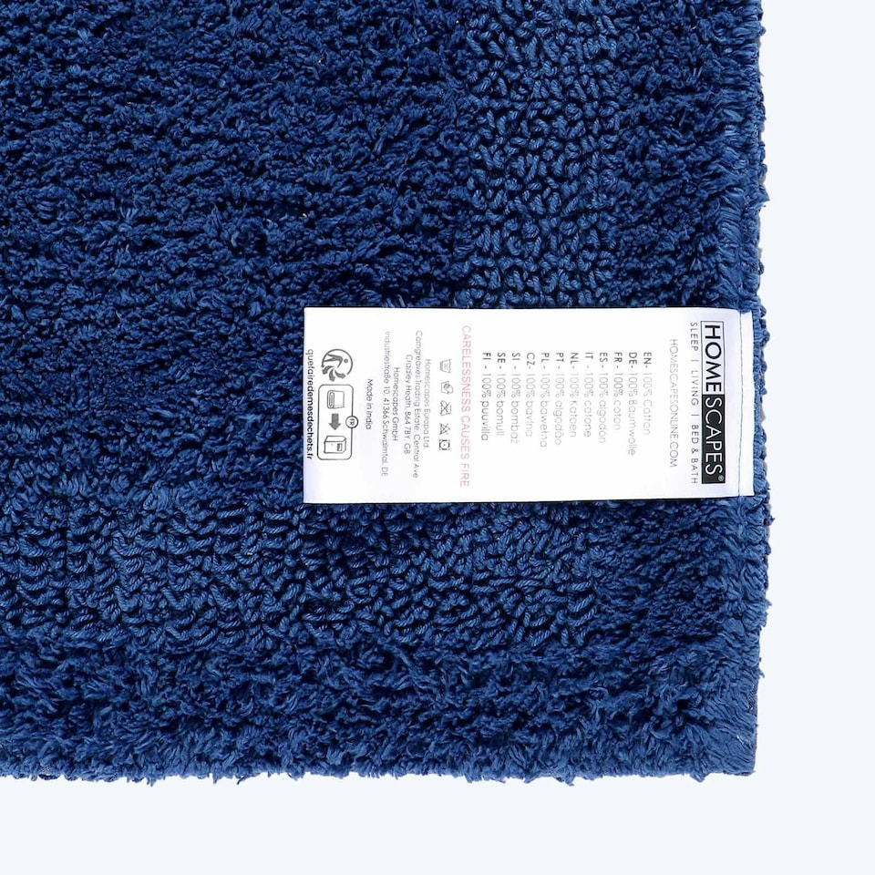 image 1 of Homescapes Luxury Reversible Cotton Bath Mat - Navy | Blue | Navy Blue