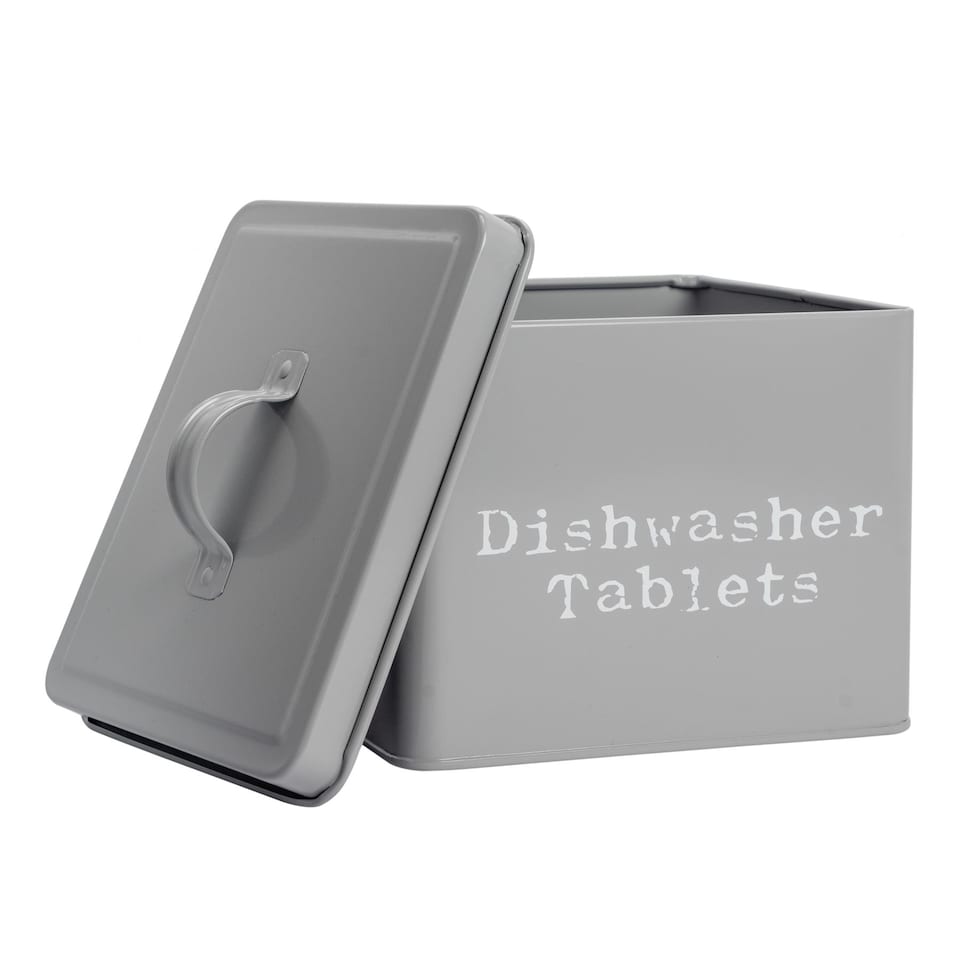 image 1 of Harbour Housewares Vintage Metal Dishwasher Tablets Canister - Grey | Grey | Grey | 1