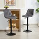image 2 of HOMCOM Modern Bar Stools Set of 2, Height Adjustable Swivel Bar Chairs with Backrest, Gas Lift and Footrest, Leathaire Barstools for Breakfast Counter, Kitchen Island, Charcoal Grey | Grey | Charcoal grey