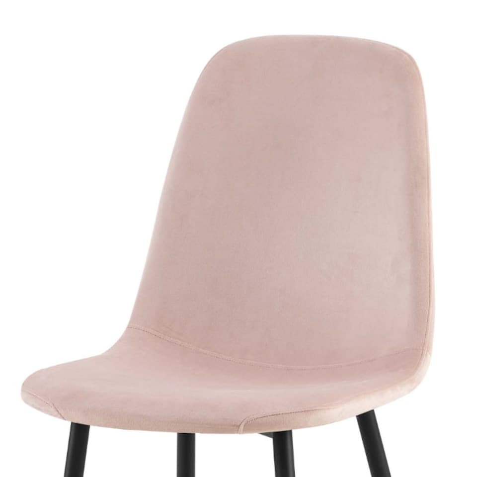 image 1 of Luxe Dining Chair 4pc Heavenly Pink Black Powder Legs Pink