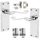 image 1 of Golden Grace Scroll Lever Door Handle in Polished Chrome Finish with Hinges and Latches, Spindles, Fixings - 150mm Chrome