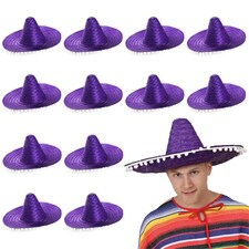 Orange Mexican Sombrero – Fancy Dress Hat with Pom-Pom Trim Purple | 12
