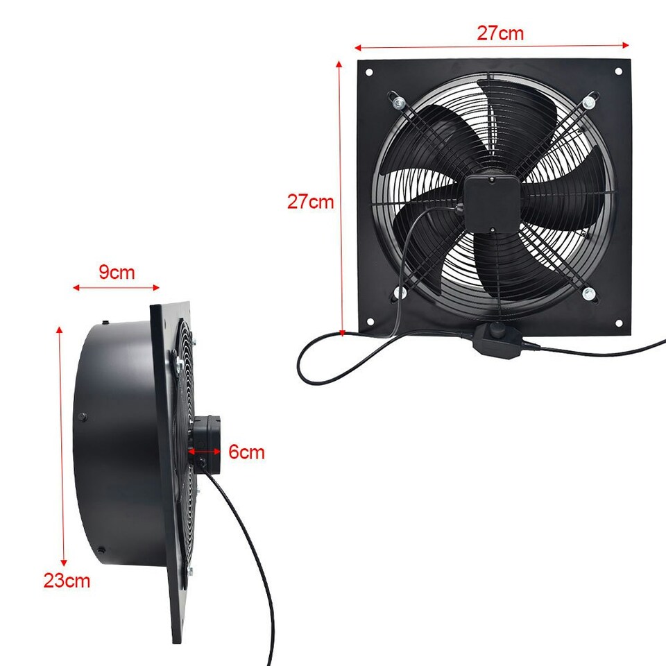 image 1 of Living and Home Ventilation Wall-Mounted Exhaust Axial Fan, 8-inch, Black