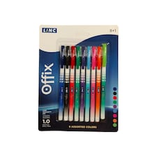 Pack of 9 Premium Linc Offix Assorted Colours Ball Pens - White Barrel