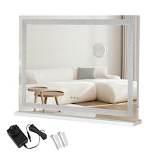 Emitto Tabletop Touch Crystal Vanity Mirror Makeup Bluetooth USB LED Large