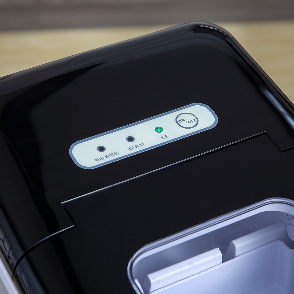 image 1 of HOMCOM Ice Maker Machine Countertop, 9 Ice Cubes in 8 Mins, 12KG in 24Hrs, Self-Cleaning Portable Ice Cube Maker w Adjustable Ice Size, Ice Scoop, Basket, Stainless Steel, No Plumbing Required, Black