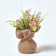 image 2 of Homescapes Set of 3 Pink, Purple & Yellow Artificial Daisies in Rustic Burlap Pots