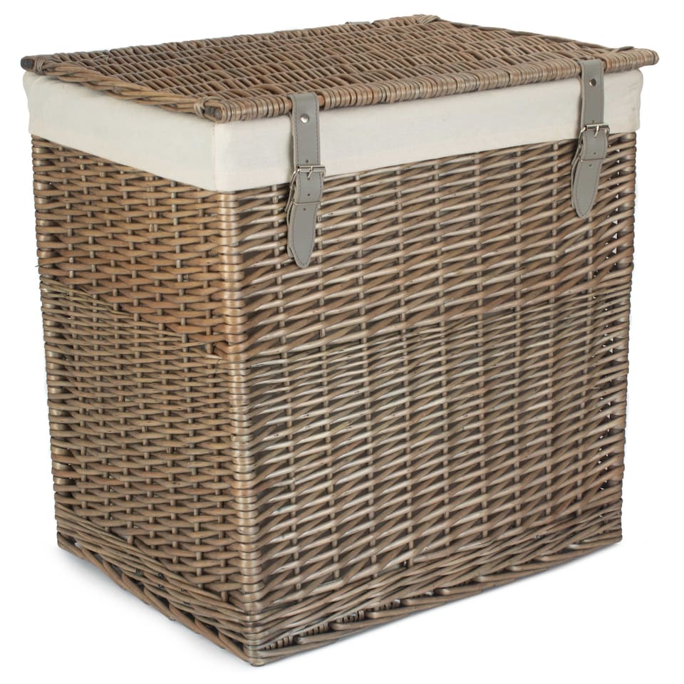 image 1 of Large Boutique Antique Wash Storage Laundry Basket With Lining | Grey | Grey