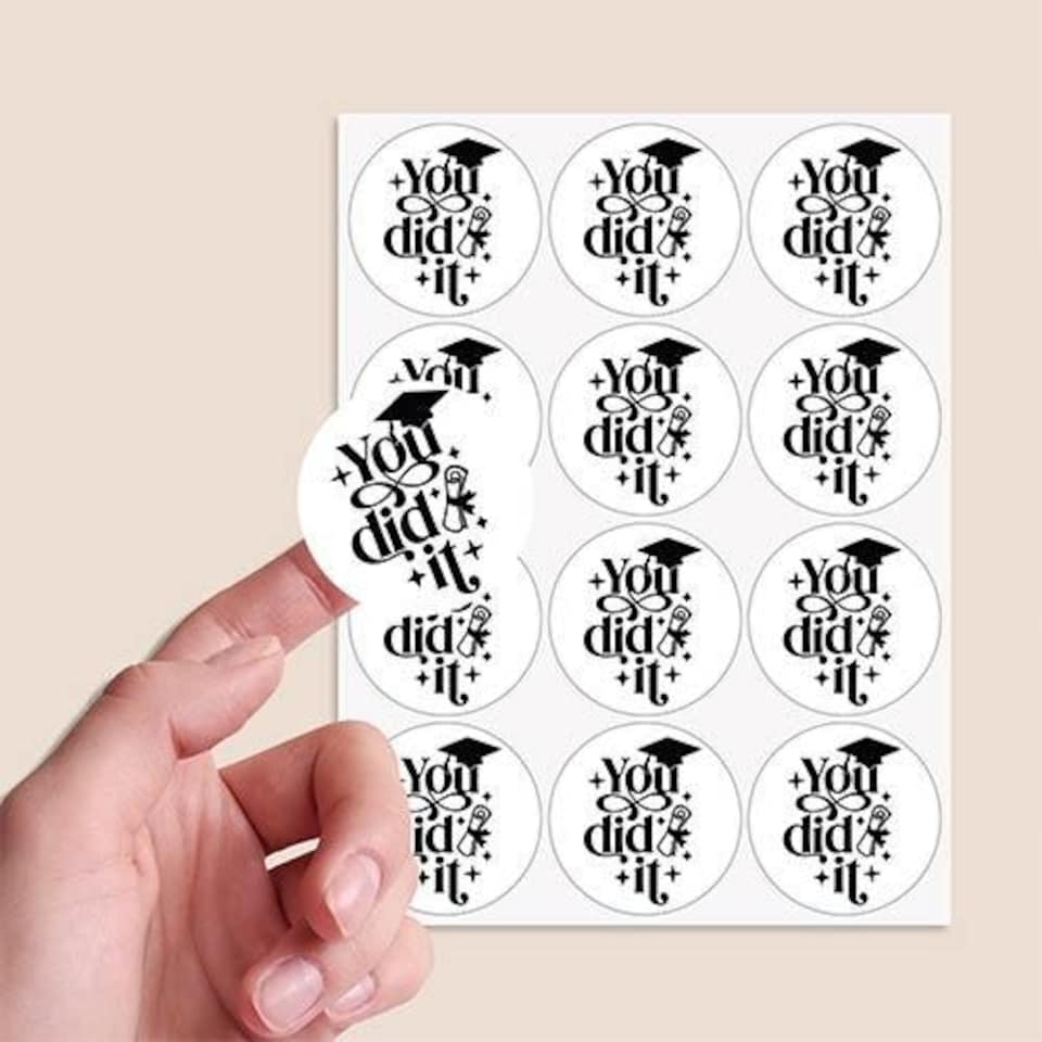 image 1 of Graduation You Did It Round Stickers 60mm - Sheet of 12