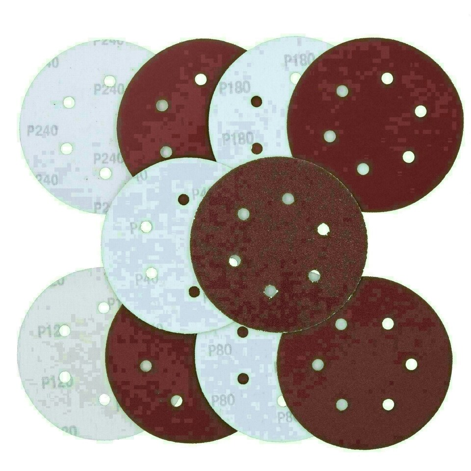 image 1 of 150mm Mixed Grit Hook And Loop Sanding Abrasive Discs Mixed Grit 250 Pack