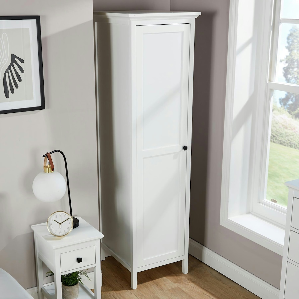 image 1 of Bellevue 1 Or 2 Door Wardrobe MDF Bedroom Furniture White White | 1 Door