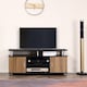 image 2 of HOMCOM TV Cabinet Unit for TVs up to 50'' with Storage Shelf and Cupboards, Living Room Entertainment Center Media Console, Black and Walnut