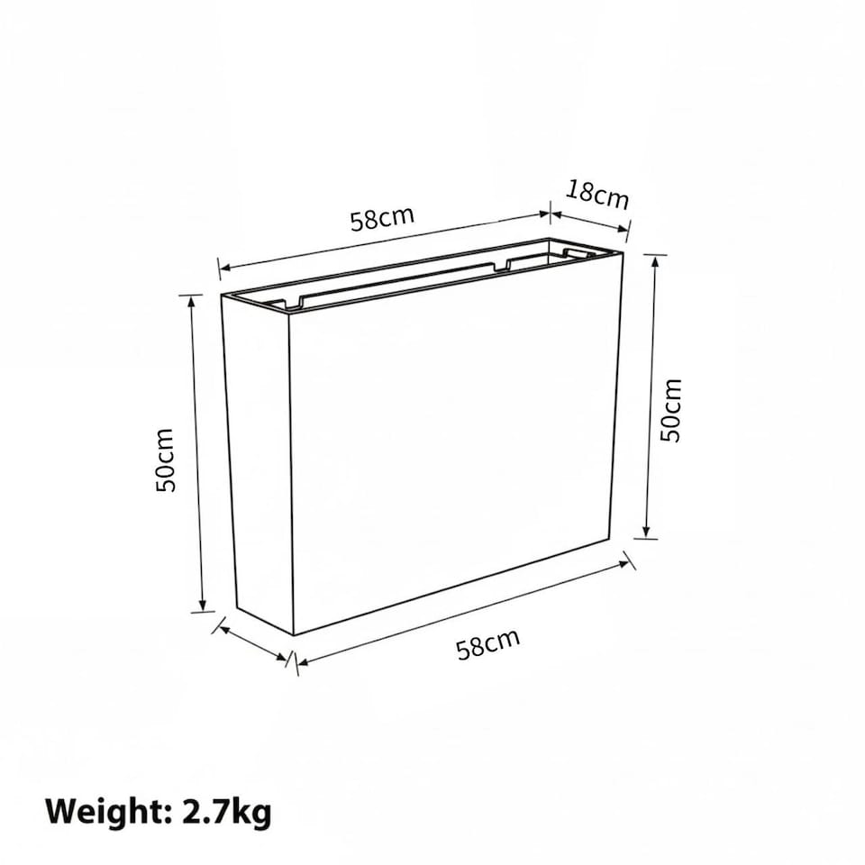 image 1 of 58cm Urbi Case Tall Rectangular Planter | Black | Black & Set of 1 | 1