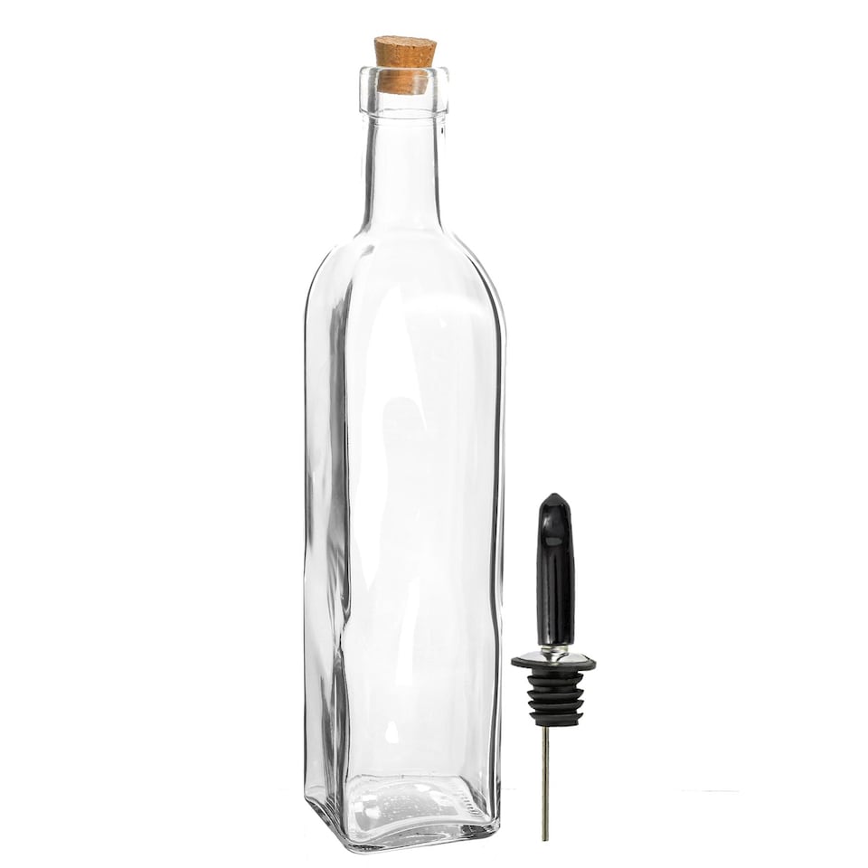 image 1 of Argon Tableware Olive Oil Pourer Bottles with Cork Lids - 500ml - Pack of 2