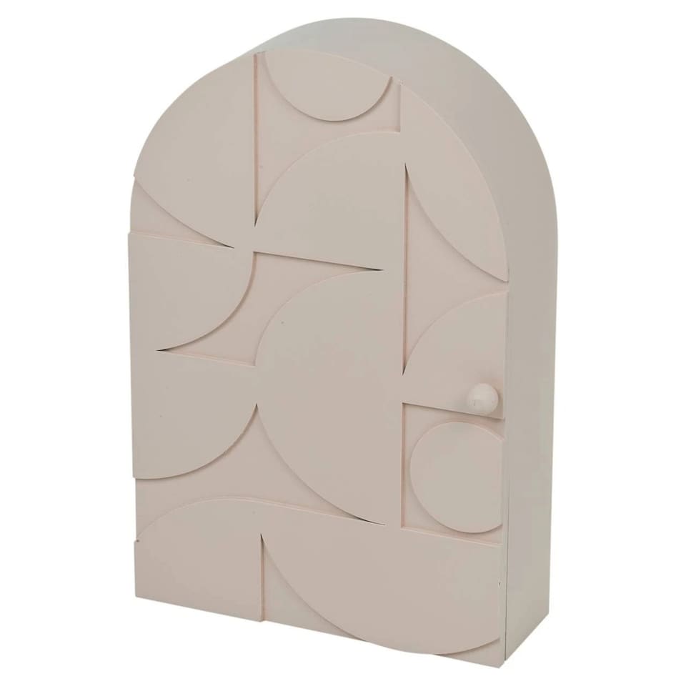 image 1 of Wall Mounted Key Cabinet Holder Box Wooden Storage With Hooks Organizer | Pink | Pink | 1