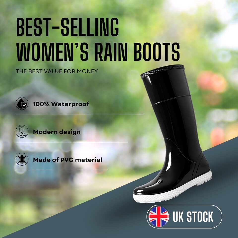 image 1 of Hawai Lady Women's Black Gloss PVC Rain Wellies EU36