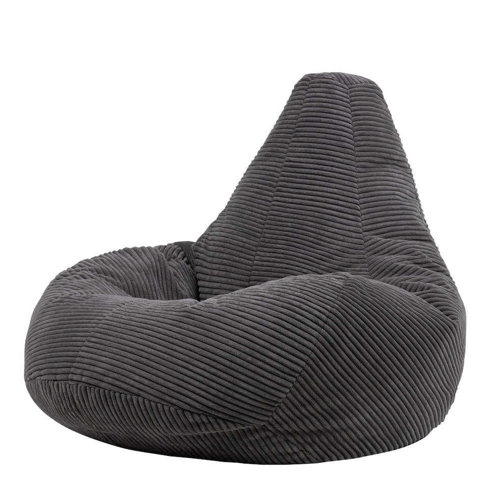 image 1 of Dalton Cord Adults Bean Bag Recliner and Pouffe, Ready Filled Beanbag and Footstool Grey | Grey | Charcoal Grey | 1
