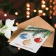 image 4 of Three Baubles Hanging From Tree Watercolour Blank For Him Or Her Art Christmas Card