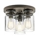 image 1 of Brinley 3 Light Flush Mount Ceiling Light Brushed Nickel, E27