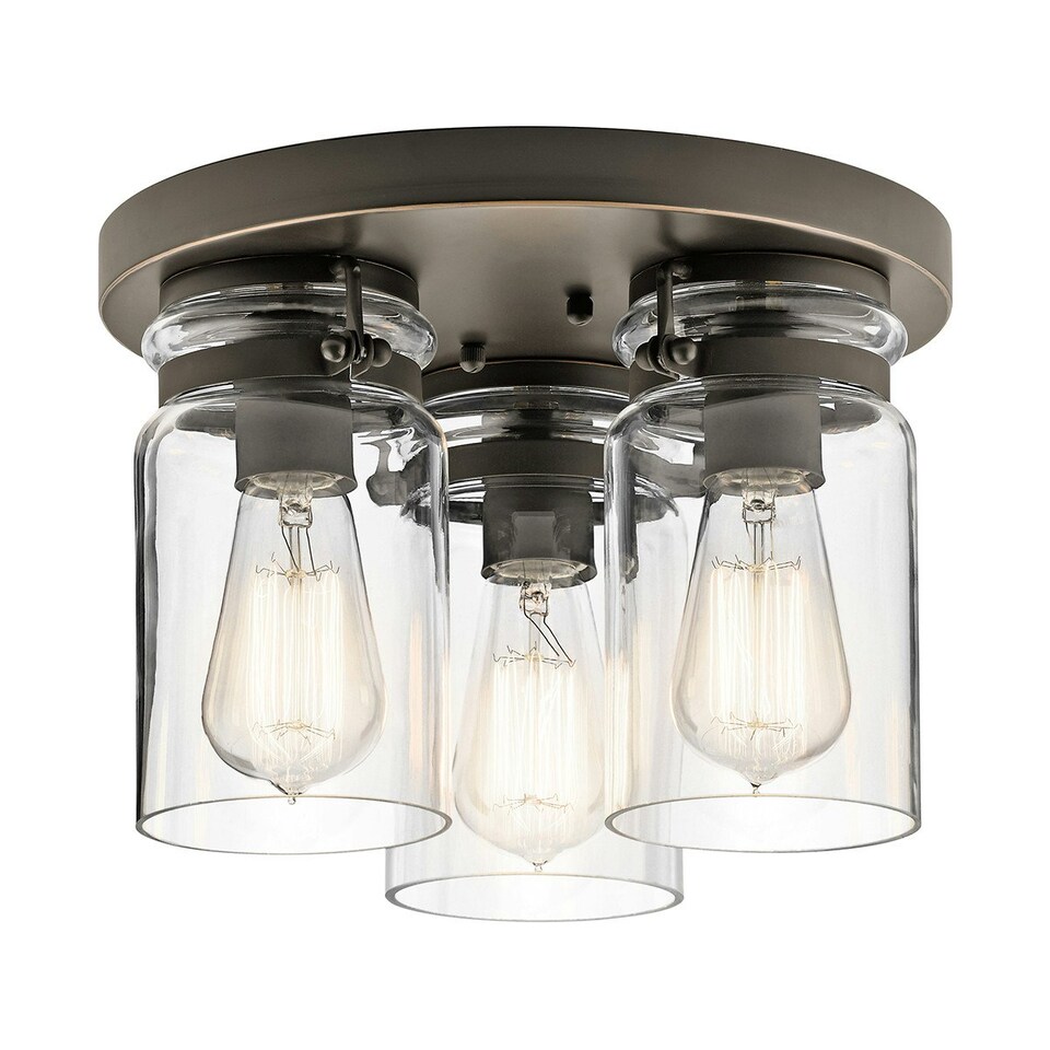 image 1 of Brinley 3 Light Flush Mount Ceiling Light Brushed Nickel, E27