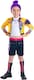 image 1 of Rubie's Official Netflix K-Pop Demon Hunters Deluxe Rumi Costume | Yellow Cropped Jacket Attached To Top, Shorts & Striped Knee-High Leg Sleeves w/ Charm Accessory| Girls Fancy Dress | Officially Licensed Halloween Costume | Kids Sizes
