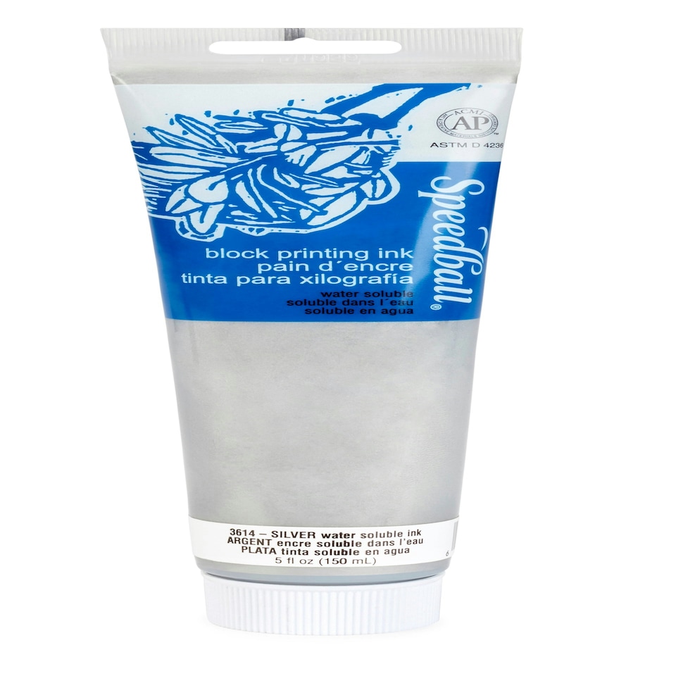 Speedball Water-Soluble Block Ink, Silver, 5oz