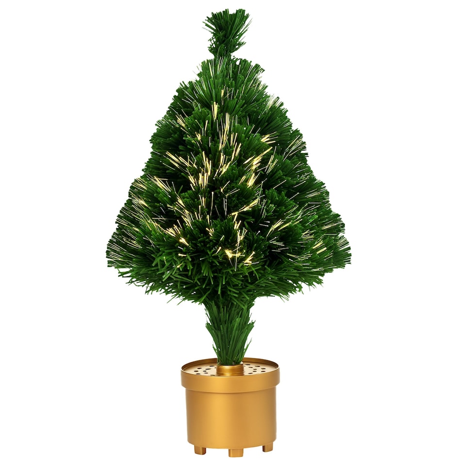 image 1 of HOMCOM 2FT Prelit Artificial Christmas Tree Fiber Optic LED Light Decoration