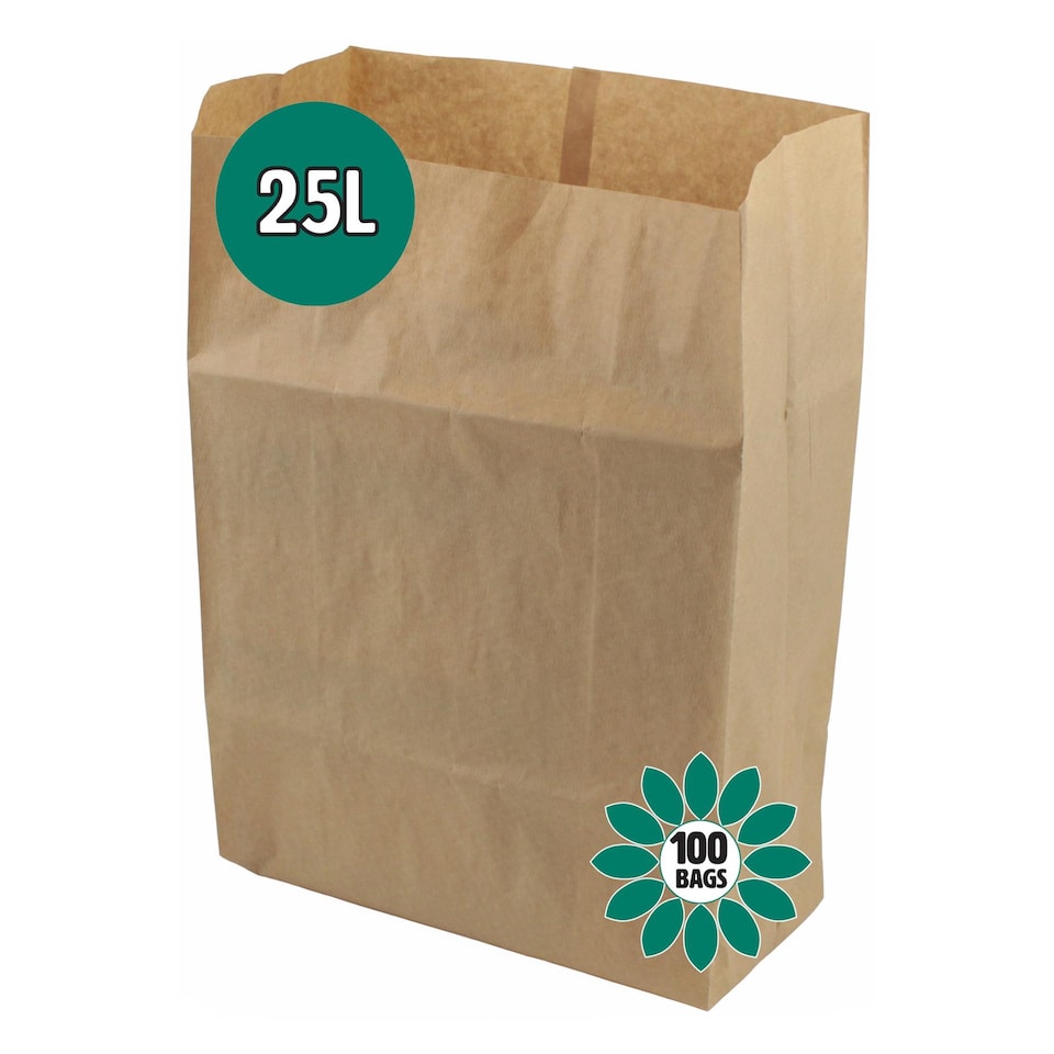 25L Paper Compostable Kerbside Caddy Liners - 100 Bags