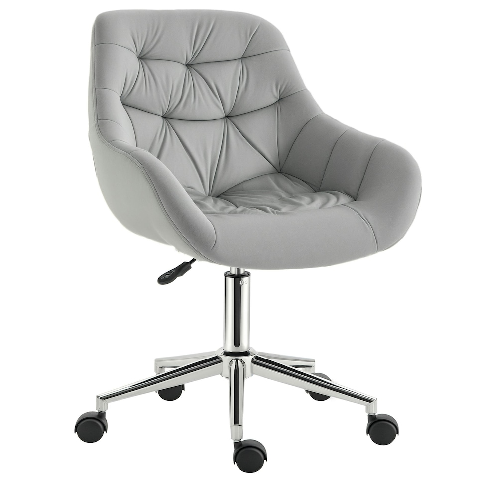 image 1 of Vinsetto Velvet Home Office Chair Desk Chair with Adjustable Height, Grey
