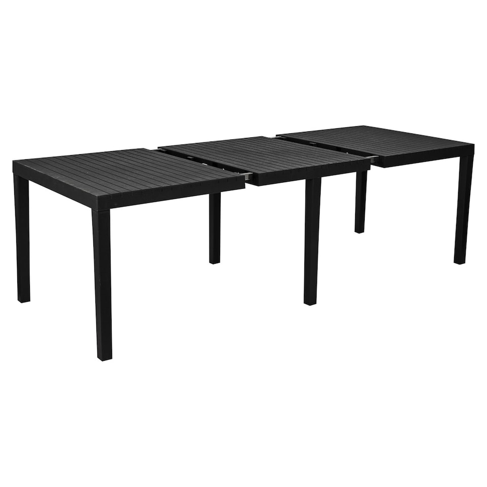 image 1 of Large 2.2M Adjustable Garden Dining Table with 8 Matching Chairs | Black | 1