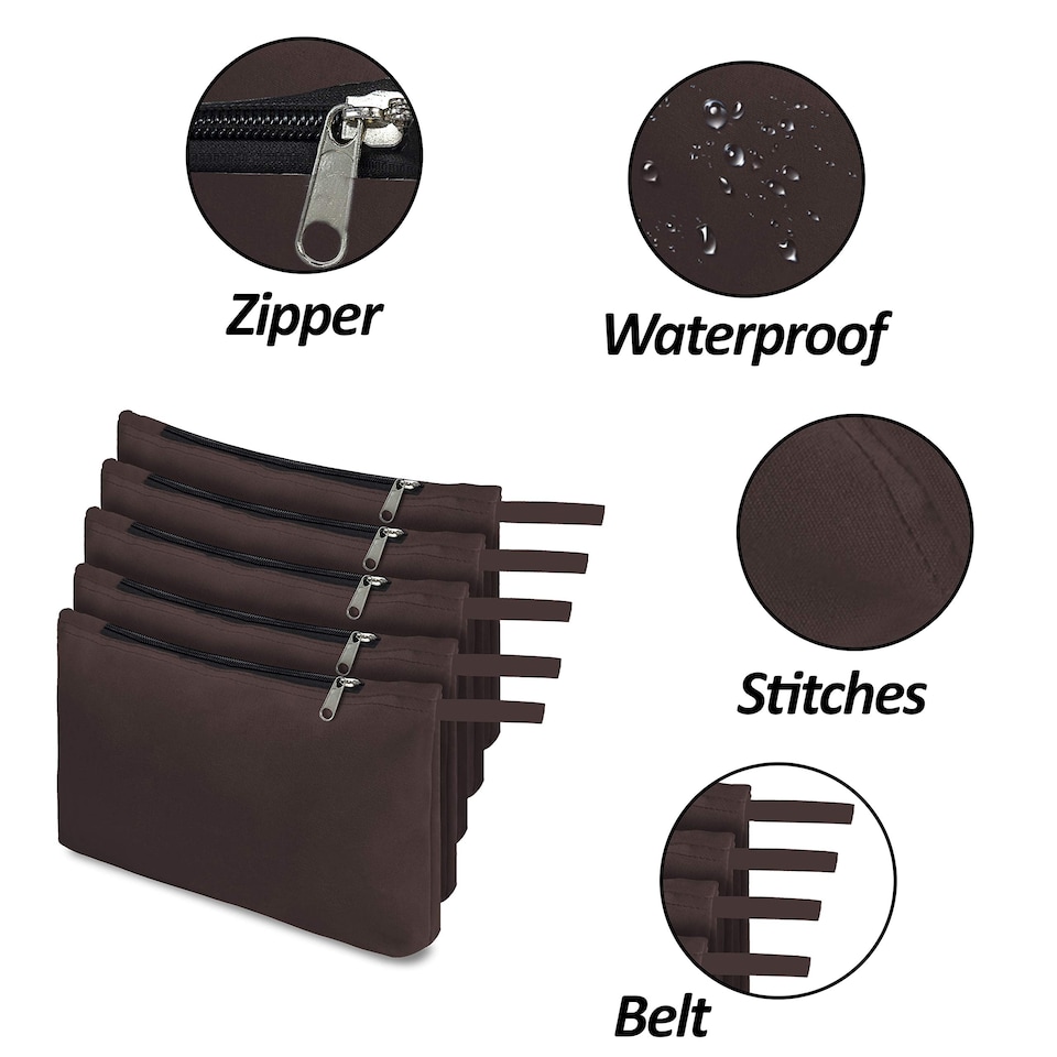 image 1 of Covers&All Tool Bag, 18 Oz Heavy Duty Waterproof Pouch with Sturdy, 7 in L x 11 in W x 7 in H, Brown