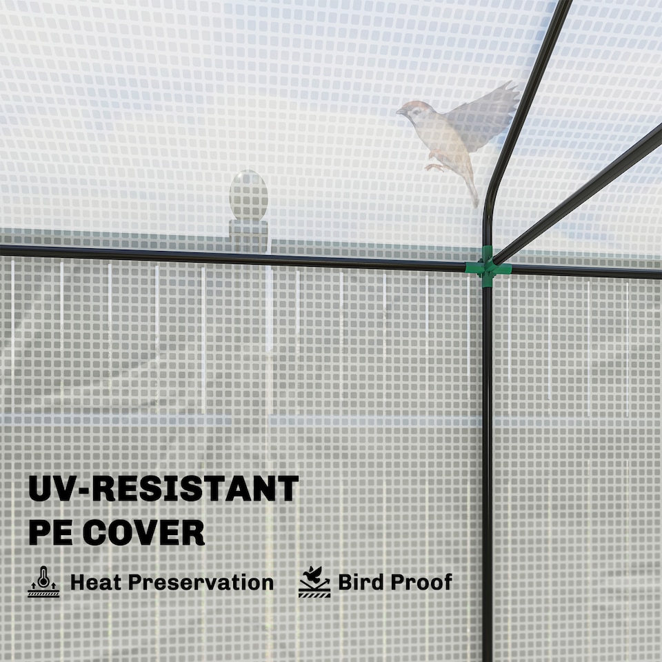 image 1 of Outsunny Walk-in Greenhouse, Green House with Mesh Windows, White | White | White