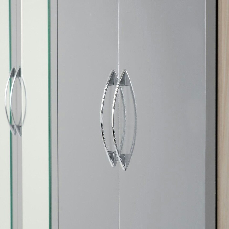 image 1 of Nevada 4 Door 2 Drawer Mirrored Wardrobe Grey