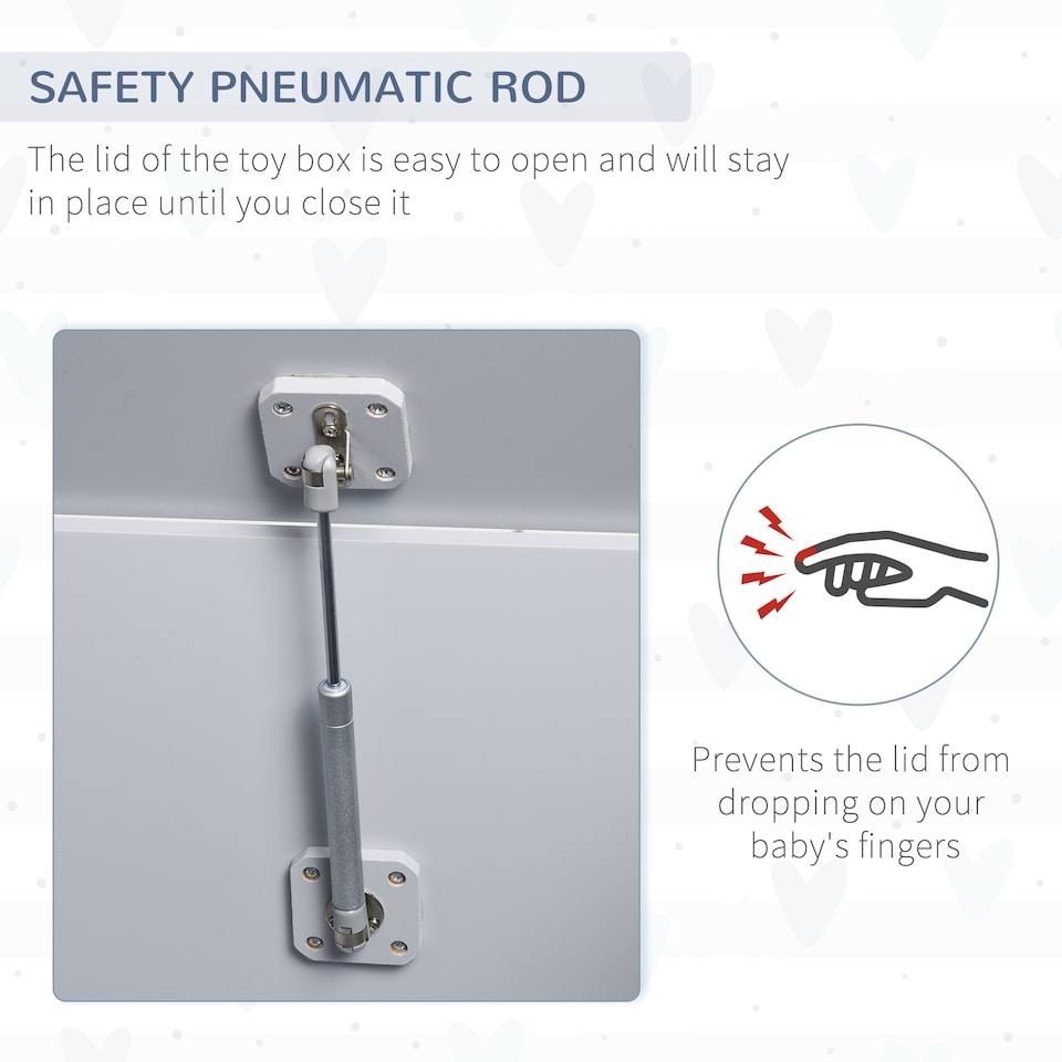 image 1 of HOMCOM Wooden Kids Toy Box Children Storage Organizer Chest Safety Hinge | Grey | 60cm x 40cm x 48cm