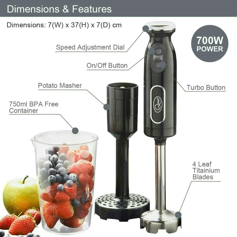 image 1 of Quest 32129 Handheld Stick Blender & Masher