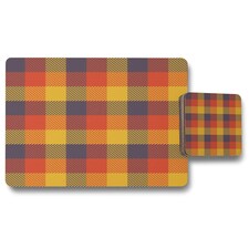 Orange Check Pattern (Placemat & Coaster Set)