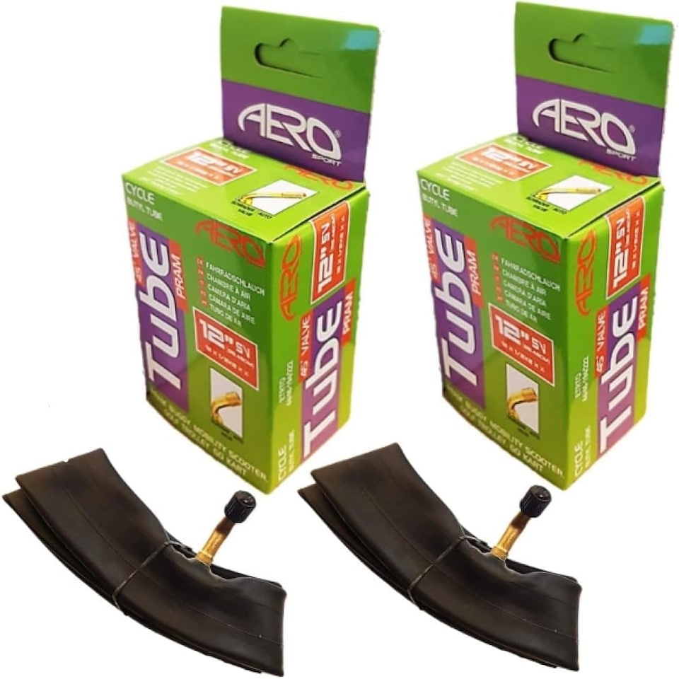image 1 of Aero Sport Set x 2 Butyl 12" PRAM 45 Degree Valve 1.75/2.125 Inner Tube Schrader