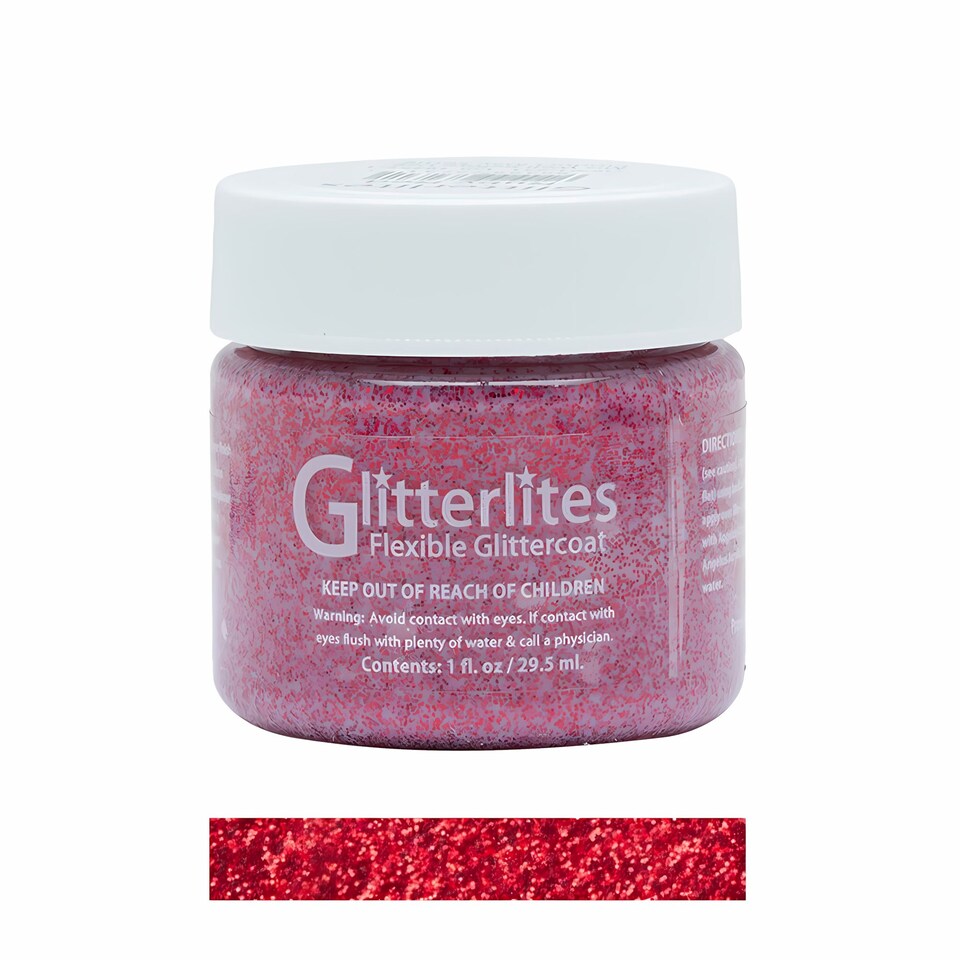 image 1 of Angelus Glitterlites Paint - Sparkling Glitter Effects for Leather 1oz | Red | Ruby Red