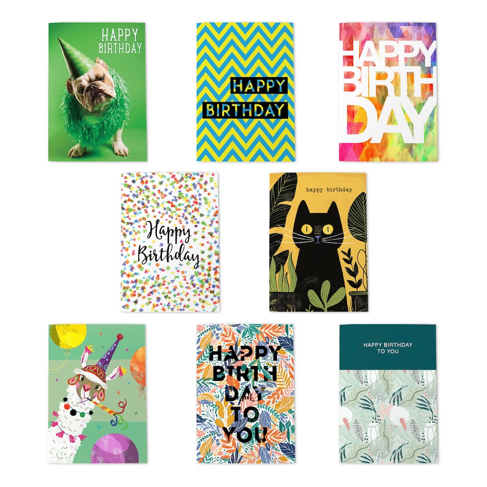 image 1 of Birthday Multipack Of 8 Cards Celebration Designs 8 Assorted Cards