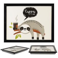 GEEZY Sloth Design Wooden Lap Serving Tray with Bean Bag Cushion 44x34cm